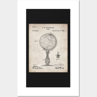 Atlas Globe Map Patent - World Traveler Teacher Classroom Art - Antique Posters and Art